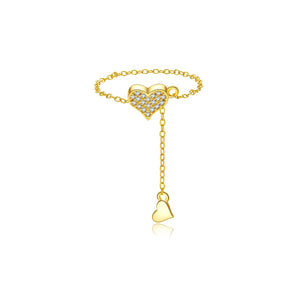 925 Silver Adjustable Flexible Fix Pulling Heart Chain Rings Transformer With Rubber Stopper Wedding Party Fine Jewelry Solvana