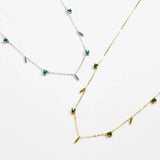 ANDYWEN Modern 925 Silver Green Zircon Necklace Geometric Luxury Minimalist Pendant, Suitable for Office & Evening Party Wear Solvana