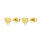 925 Sterling Silver Gold  Heart Stud Solid Love Heart Stud Earring Clips Piercing Pendiente Fine Jewelry Solvana