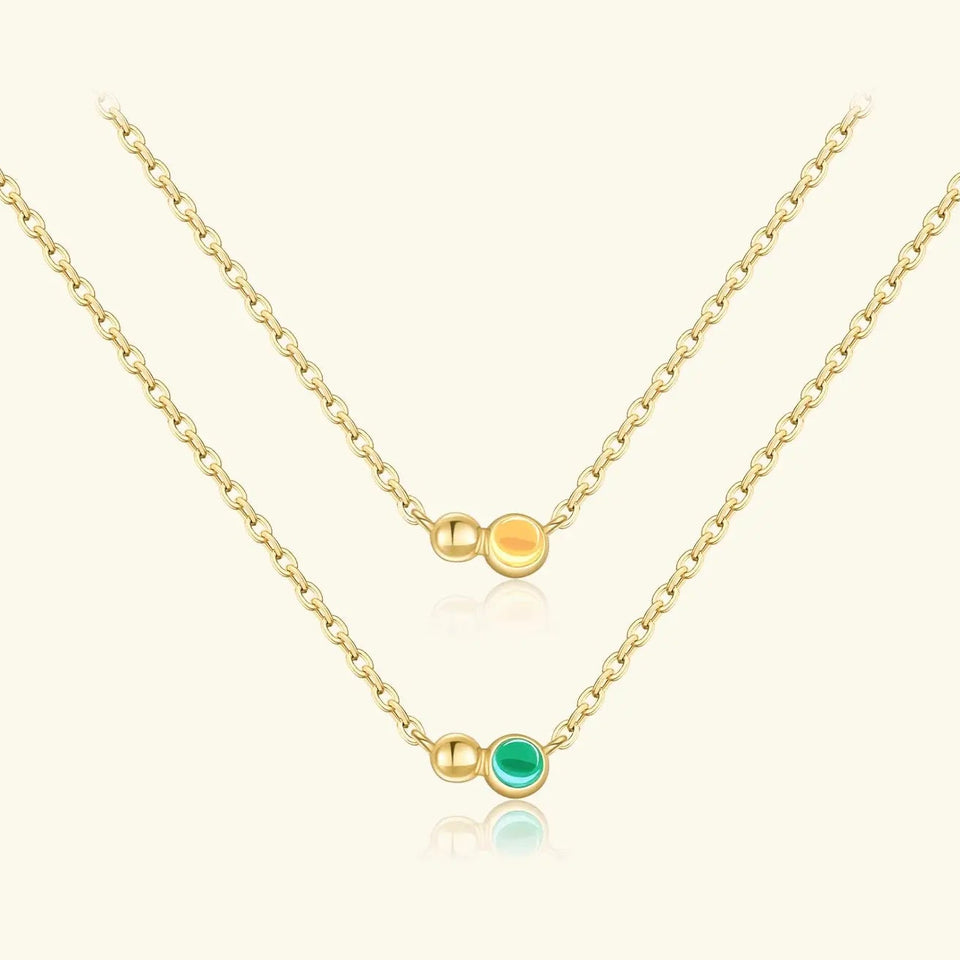 925 Sterling Silver Orange Green Round Pendant Necklace Fashion Zircon Gems Women Fine Chain 2025 Wedding Jewelry Solvana
