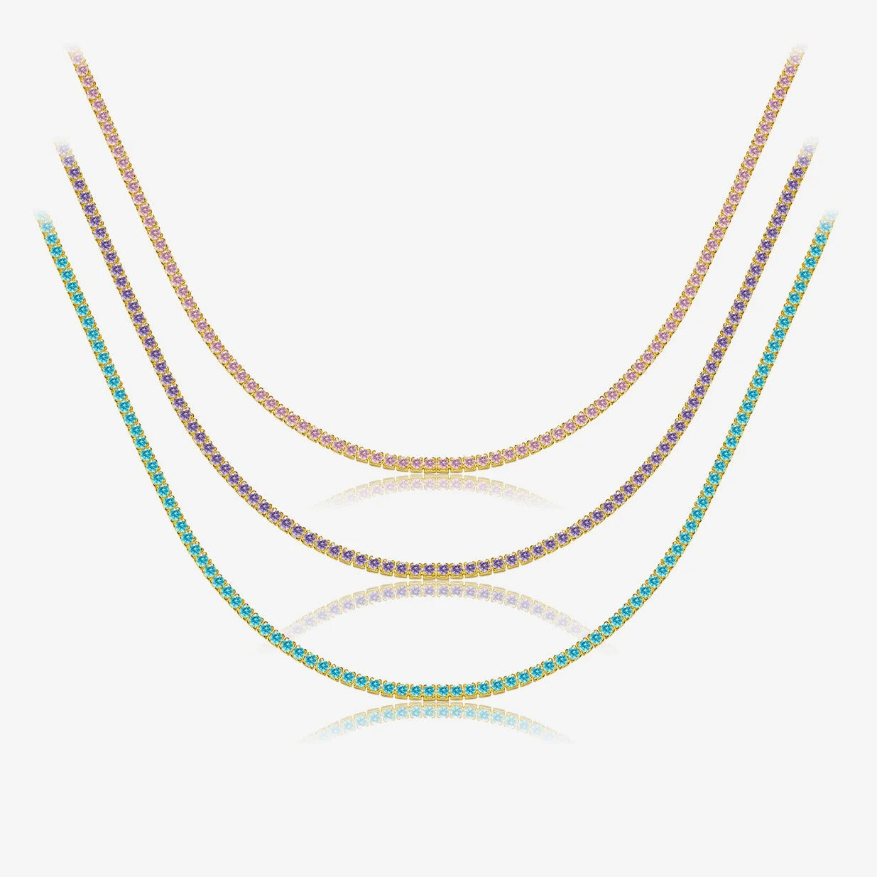 Lustre Edge Tennis Necklace – 925 Sterling Silver Long Chain with Zircon Charms