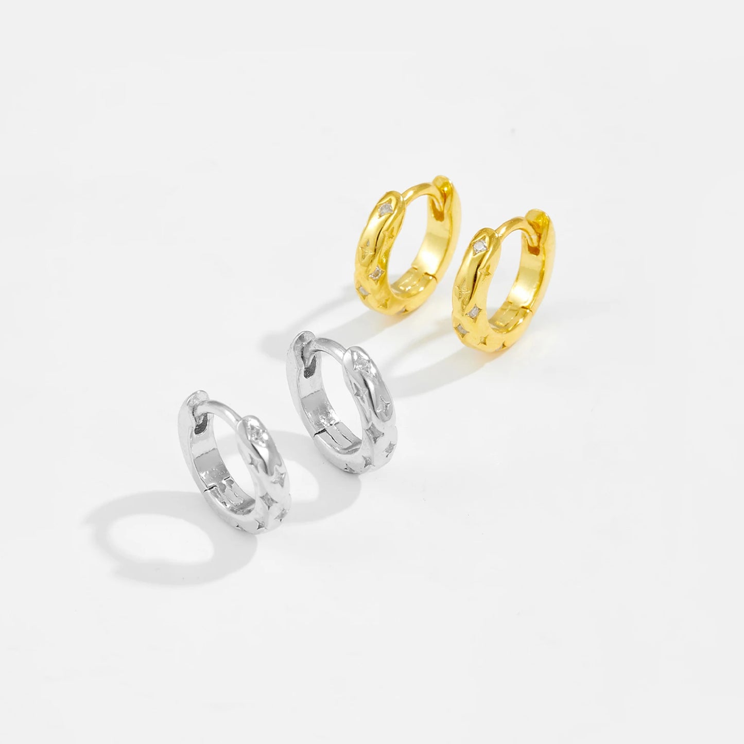 Stellar Gold Star Huggie Hoops