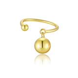 925 Sterling Silver Gold Hollow Ball Beads Geometric Resizable Ring Linear Open Adjustable Ring For Women Party Solvana