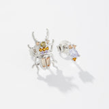 925 Sterling Silver Gold Animal Courage Beetle Earring Piercing Pendant Luxury Jewelry For Women Crystal Jewelry Gift Solvana