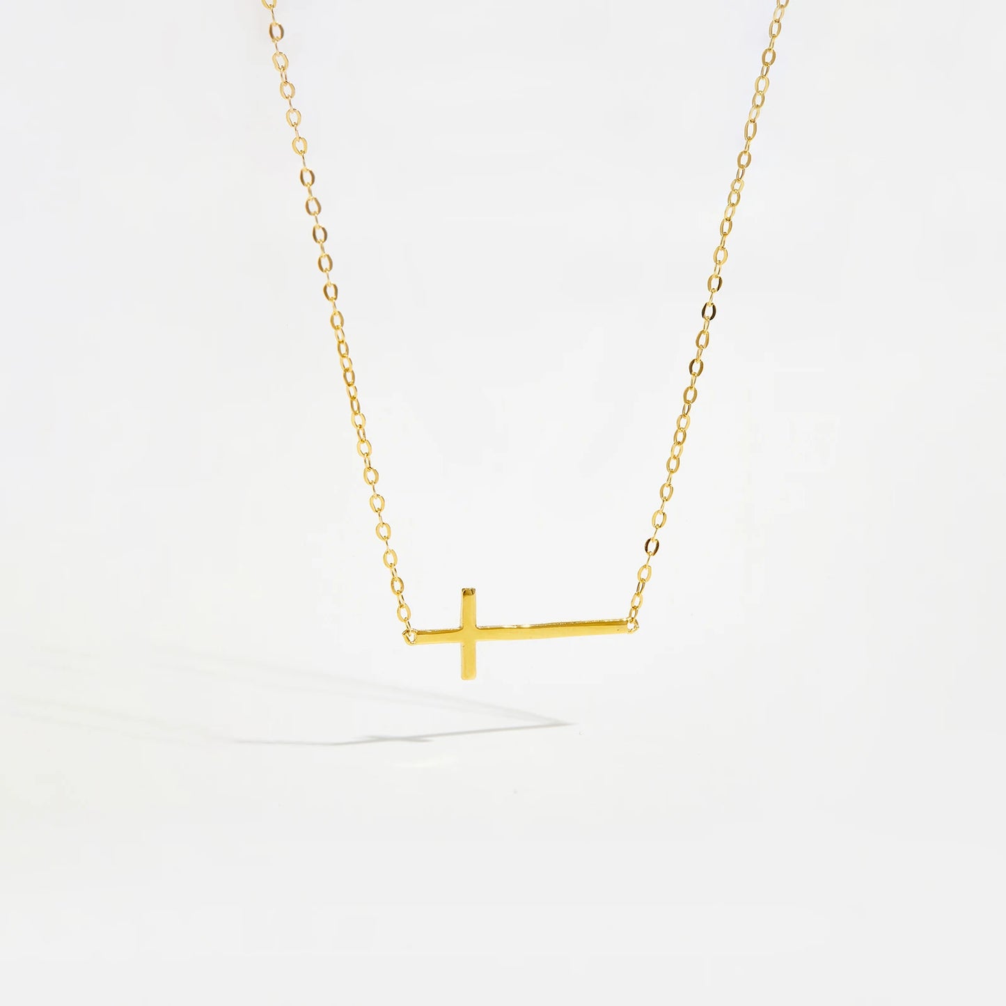 Graceful Sideway Cross Necklace