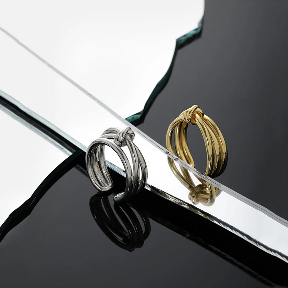 925 Sterling Silver Gold Cross Ring Resizable Women Adjustable Twist Luxury Fine Jewelry 2023 Rock Punk Jewels Solvana