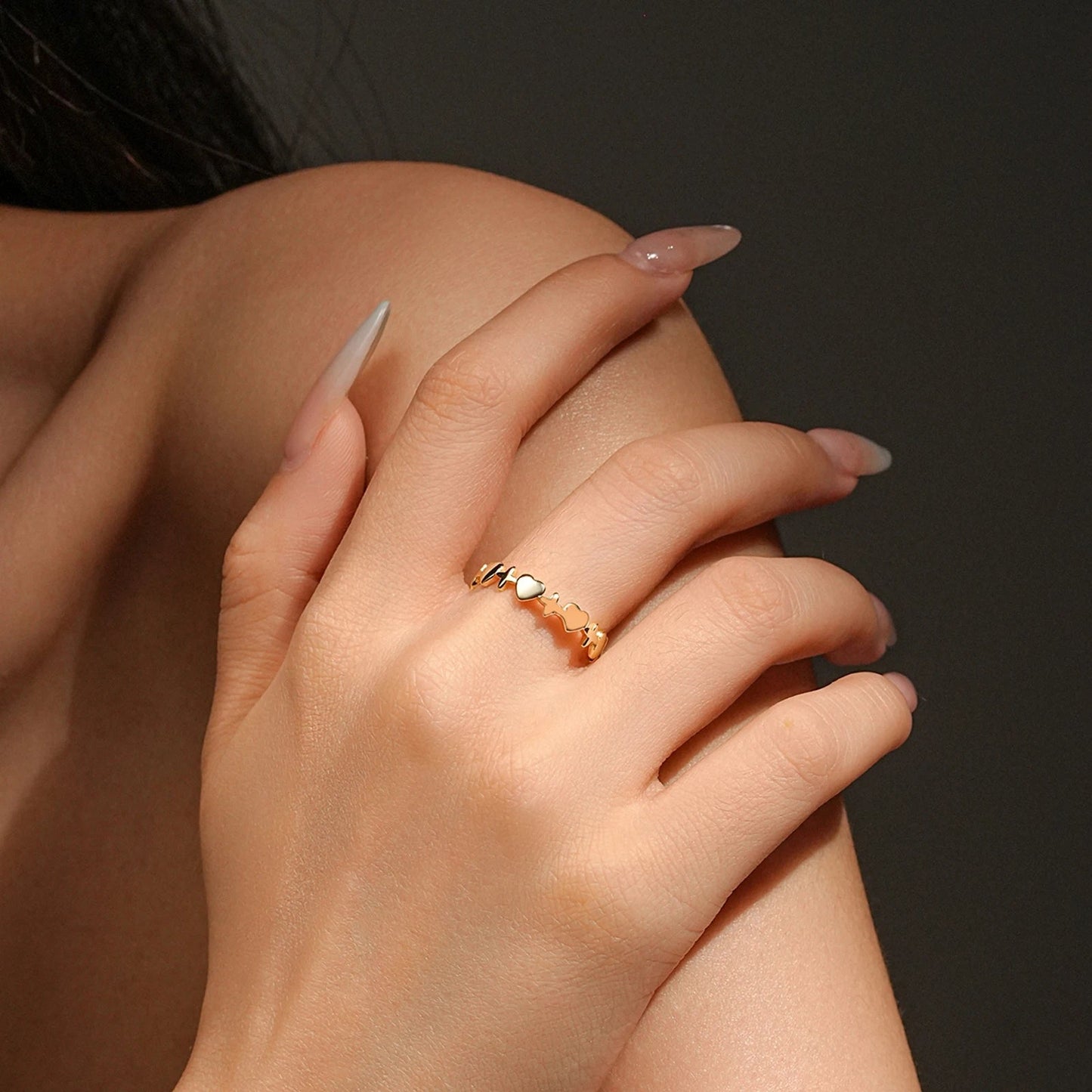 925 Sterling Silver Star & Heart Adjustable Open Ring for Girls Delicate Sweet Cute Stackable Daily Jewelry Gift Solvana