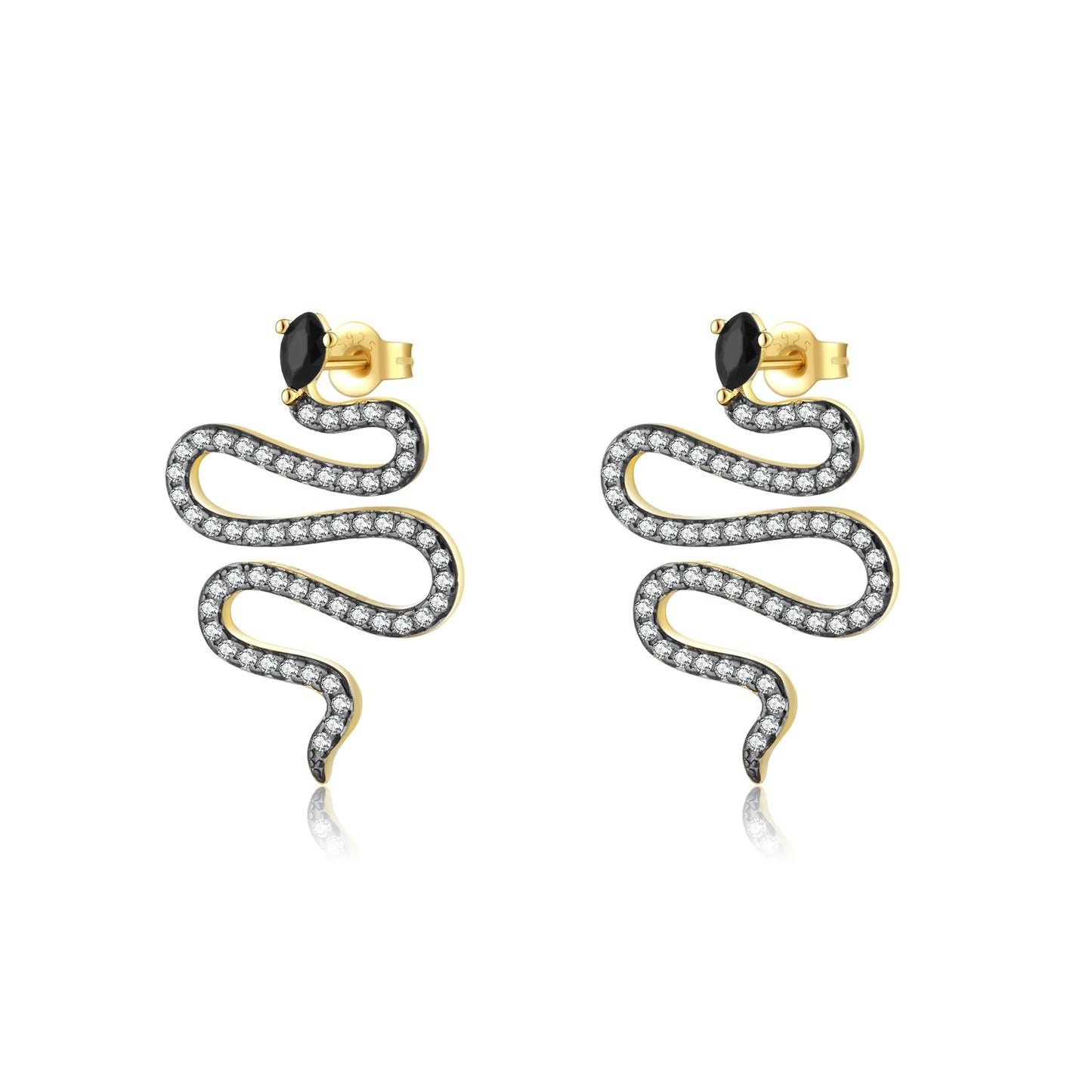 Golden Serpent Drop Earrings