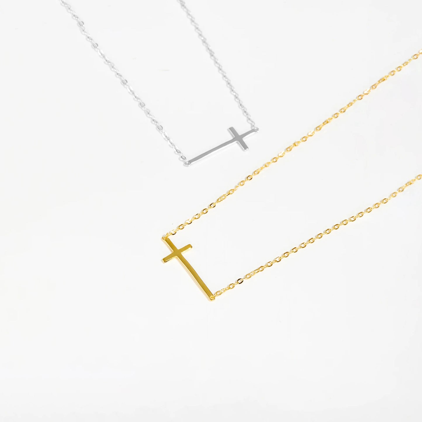 Graceful Sideway Cross Necklace