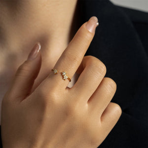 925 Sterling Silver Gold Gold Starry Sky Spakle Star Resizable Rings Women Adjustable Women Luxury Jewelry Round CZ Solvana