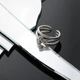 925 Sterling Silver Gold Cross Ring Resizable Women Adjustable Twist Luxury Fine Jewelry 2023 Rock Punk Jewels Solvana