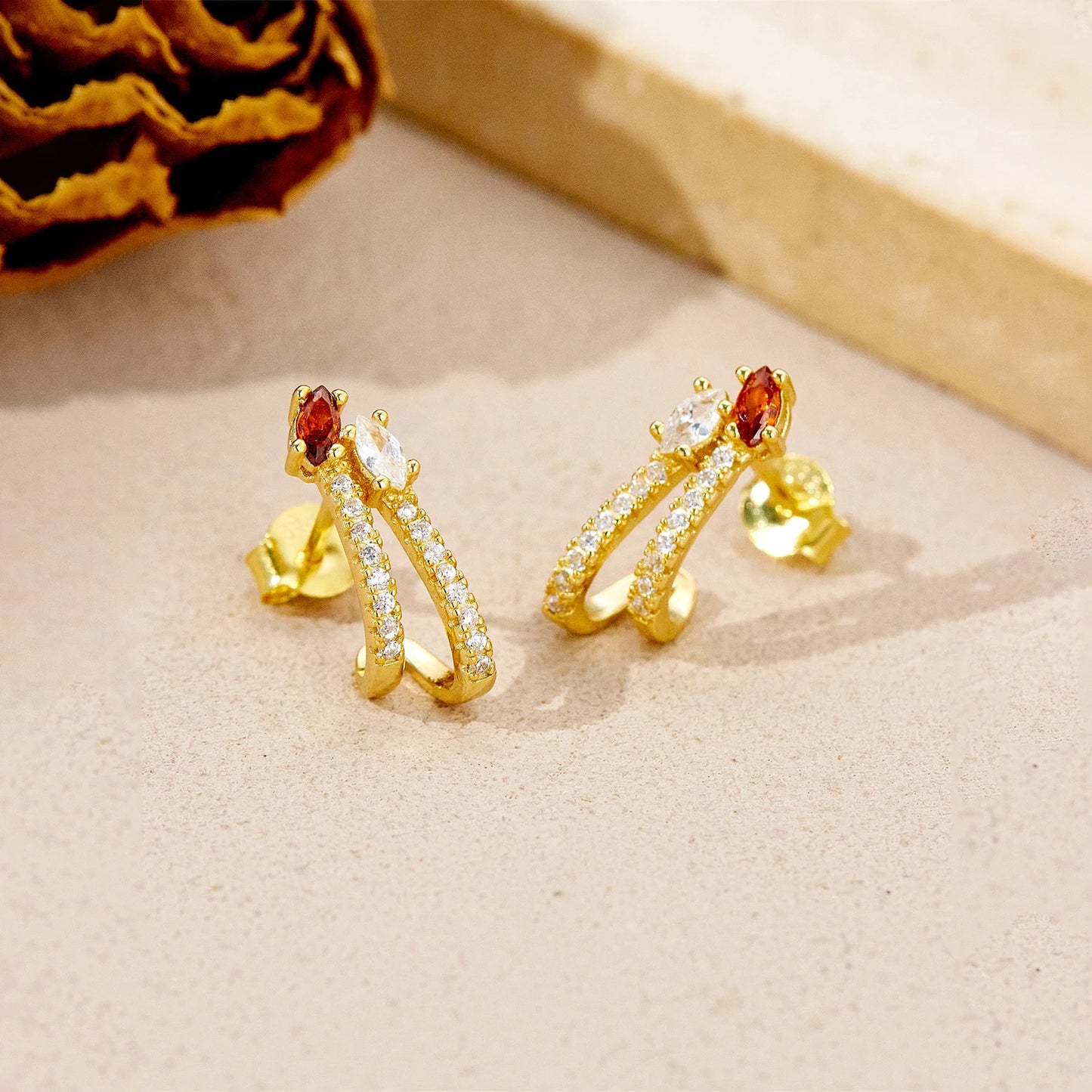 Ember Marquise Stud Earrings