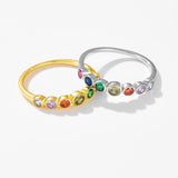 925 Sterling Silver Rainbow Colorful 7 Zircons Rings Women Circle Rock Punk European Jewelry in 2020 Fine Jewelry Solvana