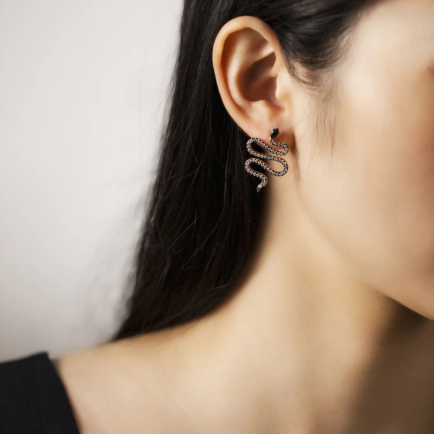 Golden Serpent Drop Earrings
