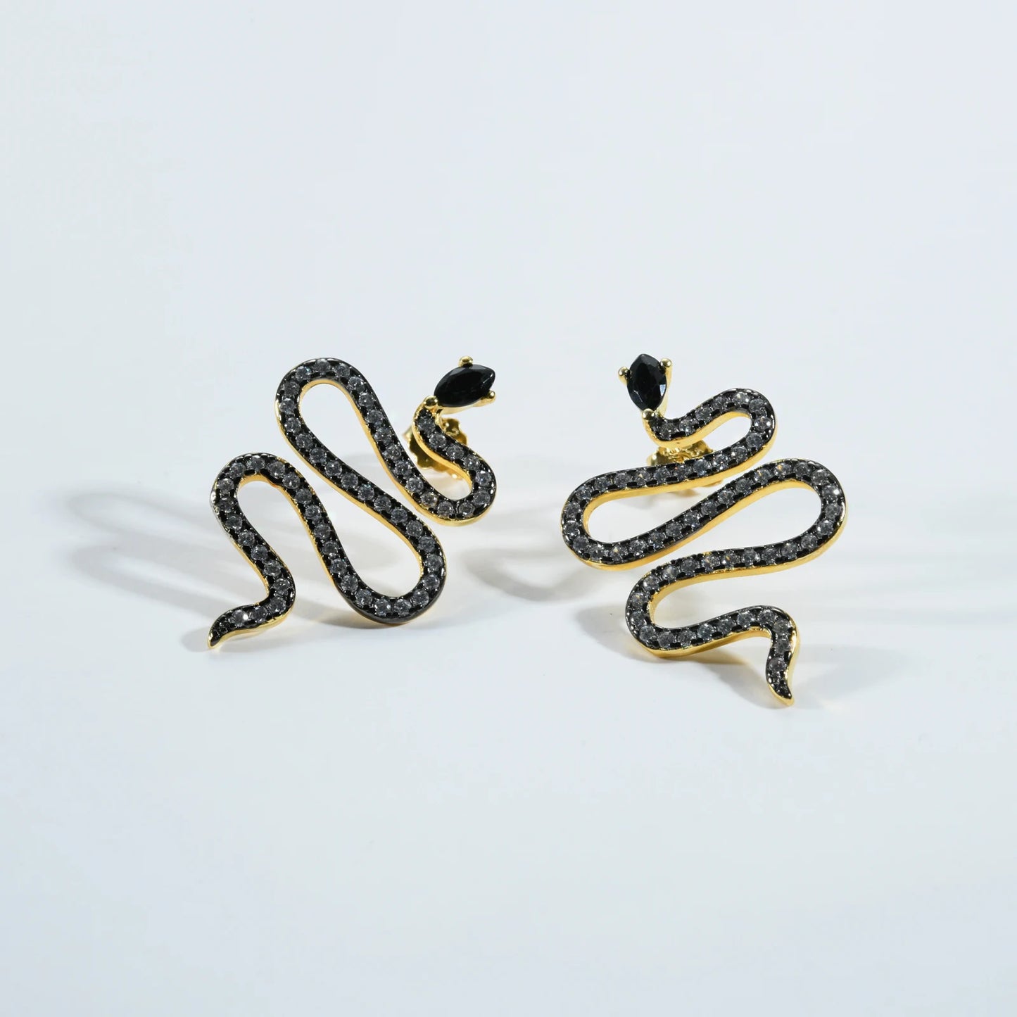 Golden Serpent Drop Earrings
