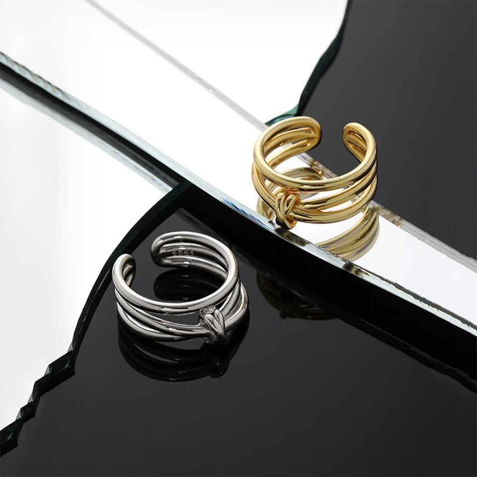 925 Sterling Silver Gold Cross Ring Resizable Women Adjustable Twist Luxury Fine Jewelry 2023 Rock Punk Jewels Solvana