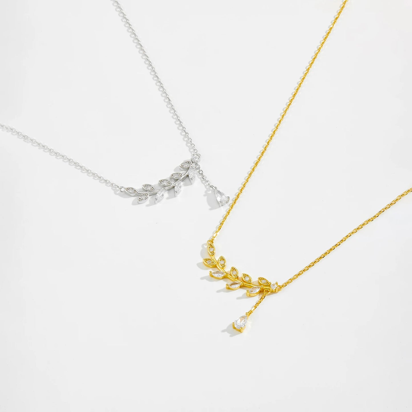 Crystal Leaffall Pendant Necklace