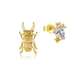 925 Sterling Silver Gold Animal Courage Beetle Earring Piercing Pendant Luxury Jewelry For Women Crystal Jewelry Gift Solvana