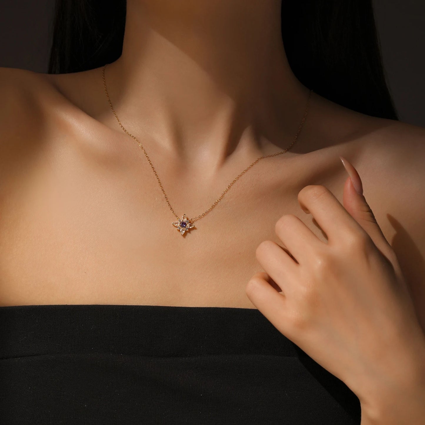 Amethyst Glow Drop Necklace