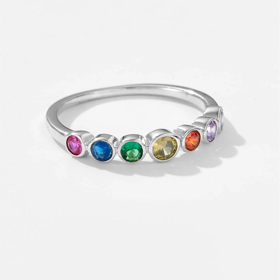 925 Sterling Silver Rainbow Colorful 7 Zircons Rings Women Circle Rock Punk European Jewelry in 2020 Fine Jewelry Solvana