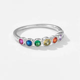 925 Sterling Silver Rainbow Colorful 7 Zircons Rings Women Circle Rock Punk European Jewelry in 2020 Fine Jewelry Solvana
