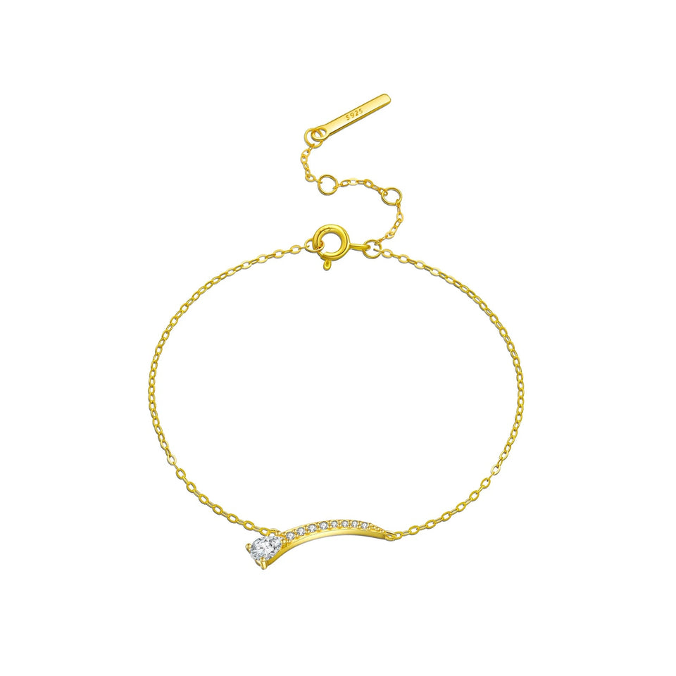 925 Sterling Silver Charm Chain Bracelet Pear Shape Round CZ Zircon Luxury Women 2024 Trendy Dainty Fine Jewelry Gift Solvana