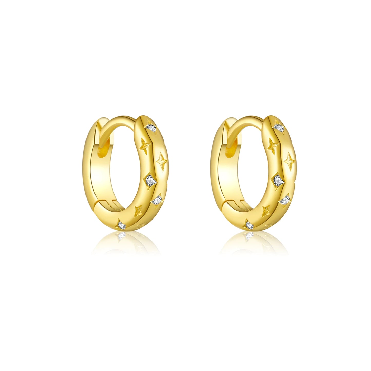 Stellar Gold Star Huggie Hoops