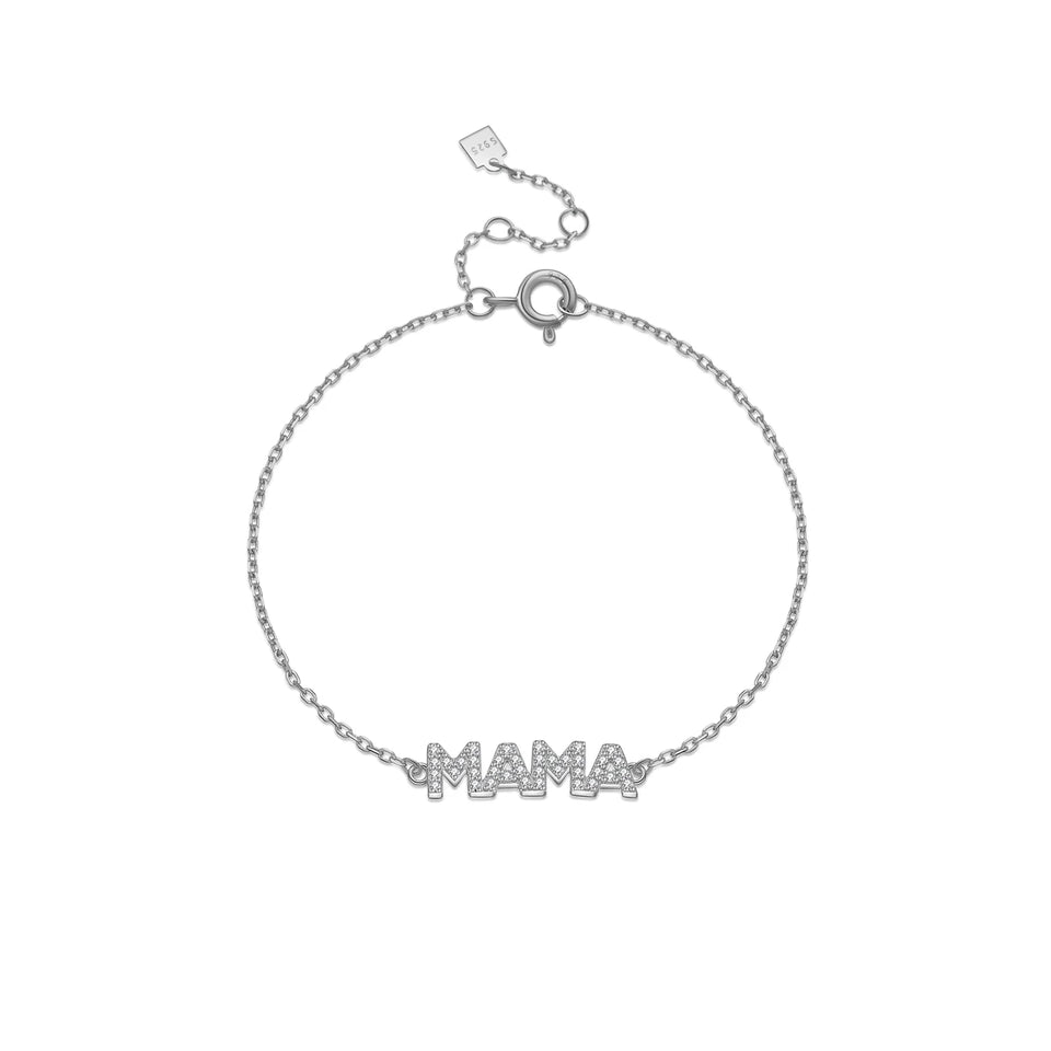 925 Sterling Silver Zircon CZ Letter MAMA Chain Bracelet Women 2024 Fashion Luxury Fine Party Birthday Gift Jewelry Solvana