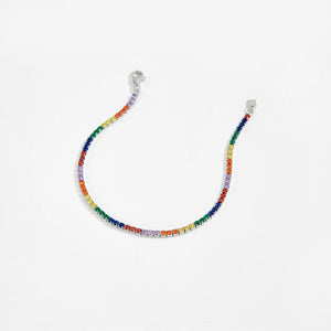 925 Sterling Silver 2mm Rainbow CZ Zircon Tennis Bracelet Women Rock Punk Gold Wholesale Jewelry 2022 Wedding Jewelry Solvana