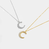 925 Sterling Silver Gold Zircon CZ Moon Pendant Big Pendant Long Chain Clear Women Luxury Jewelry Fine Jewelry Solvana