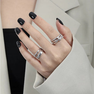 925 Sterling Silver Gold Cross Ring Resizable Women Adjustable Twist Luxury Fine Jewelry 2023 Rock Punk Jewels Solvana
