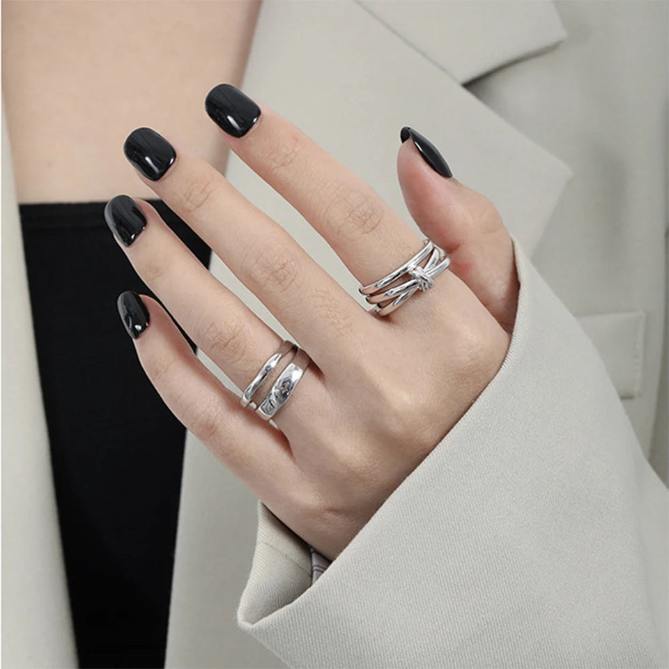 925 Sterling Silver Gold Cross Ring Resizable Women Adjustable Twist Luxury Fine Jewelry 2023 Rock Punk Jewels Solvana