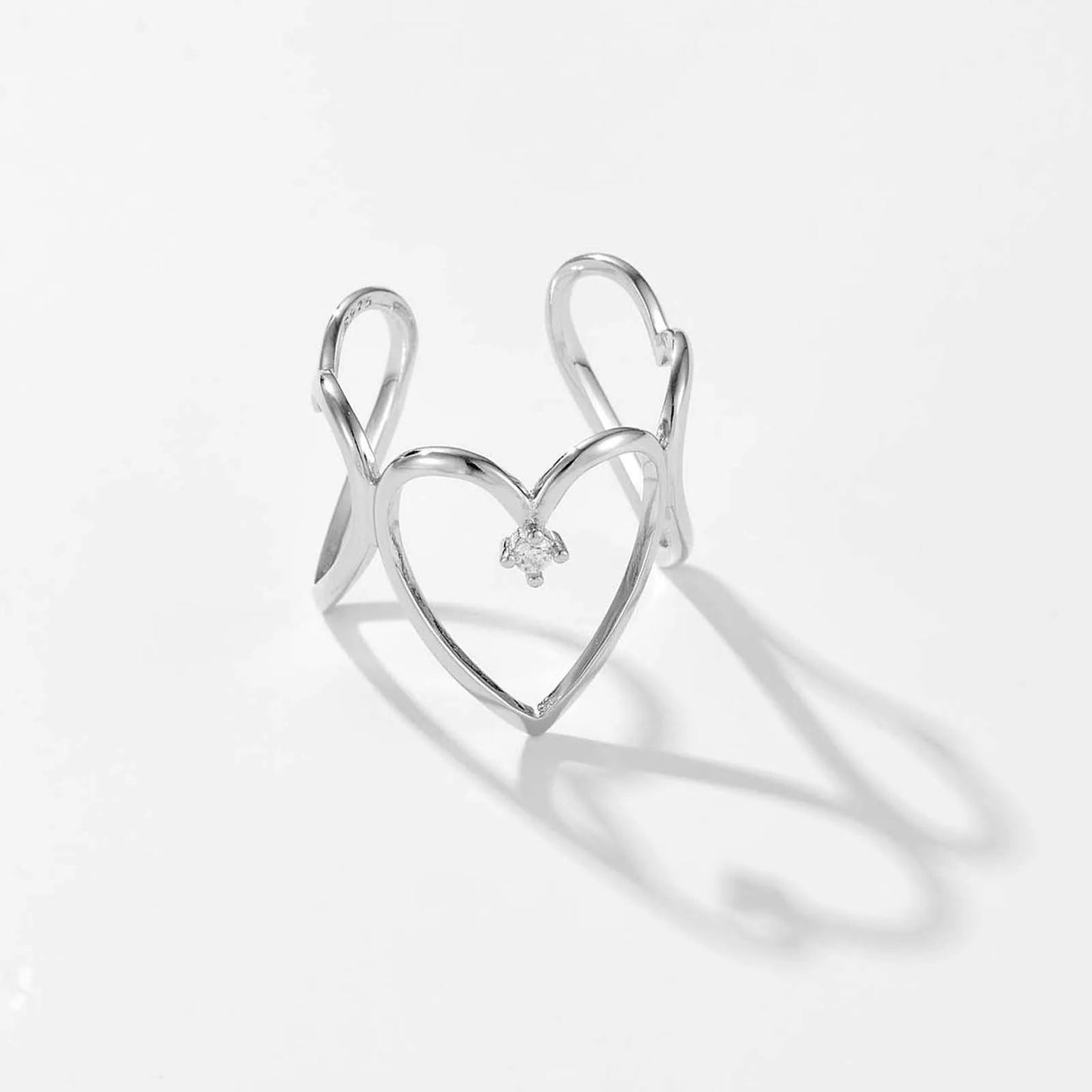 925 Sterling Silver Gold Love Heart Irregular Resizable Ring Adjustable Geometric 2024 Fine Jewelry Gift Solvana