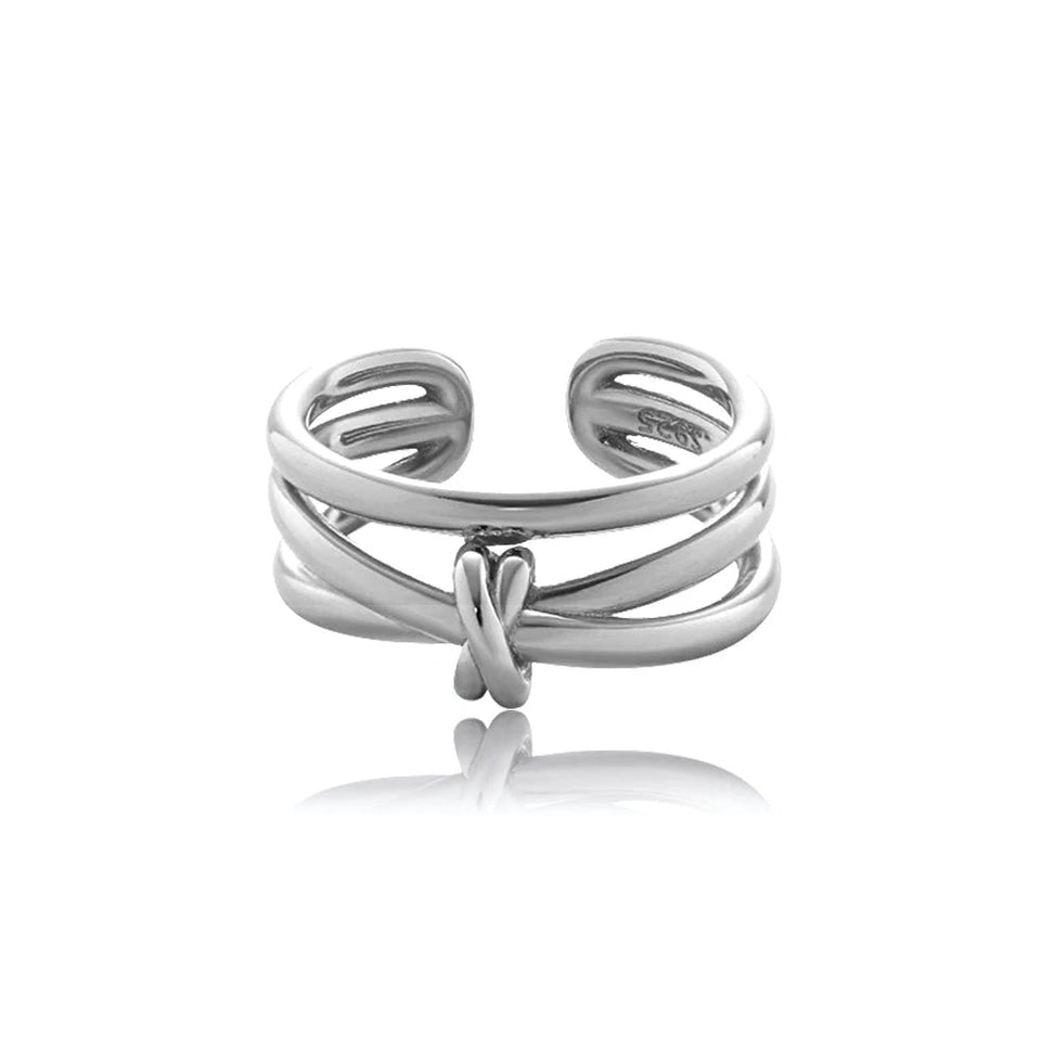 925 Sterling Silver Gold Cross Ring Resizable Women Adjustable Twist Luxury Fine Jewelry 2023 Rock Punk Jewels Solvana