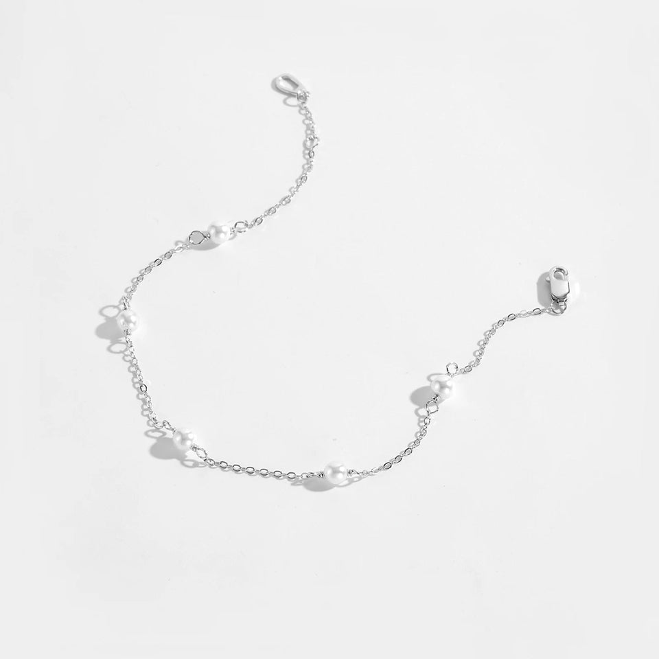 925 Sterling Silver Gold Handmade Pearl Charm Chain Bracelet Women 2025 Luxury Crystal Fine Jewels Wedding Gift Solvana