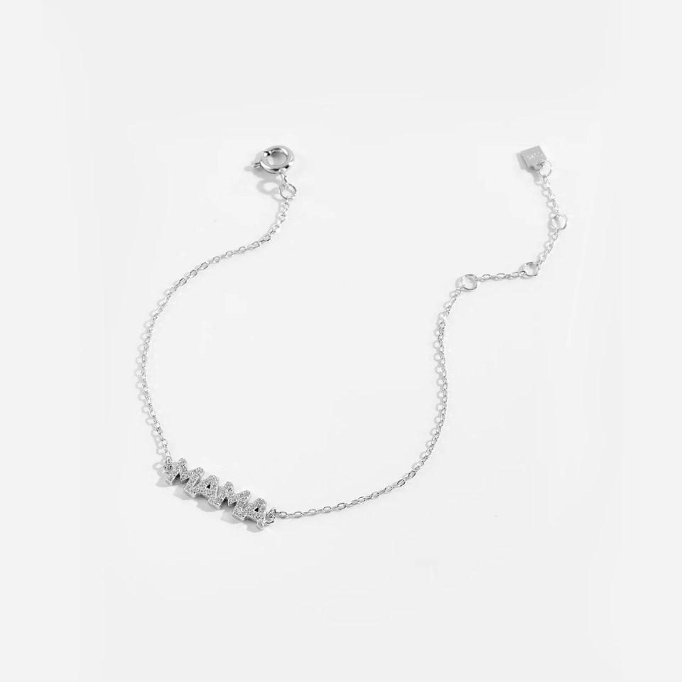 925 Sterling Silver Zircon CZ Letter MAMA Chain Bracelet Women 2024 Fashion Luxury Fine Party Birthday Gift Jewelry Solvana