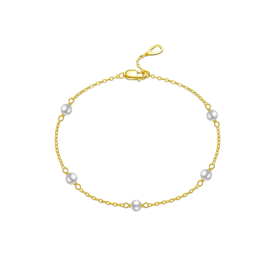 925 Sterling Silver Gold Handmade Pearl Charm Chain Bracelet Women 2025 Luxury Crystal Fine Jewels Wedding Gift Solvana