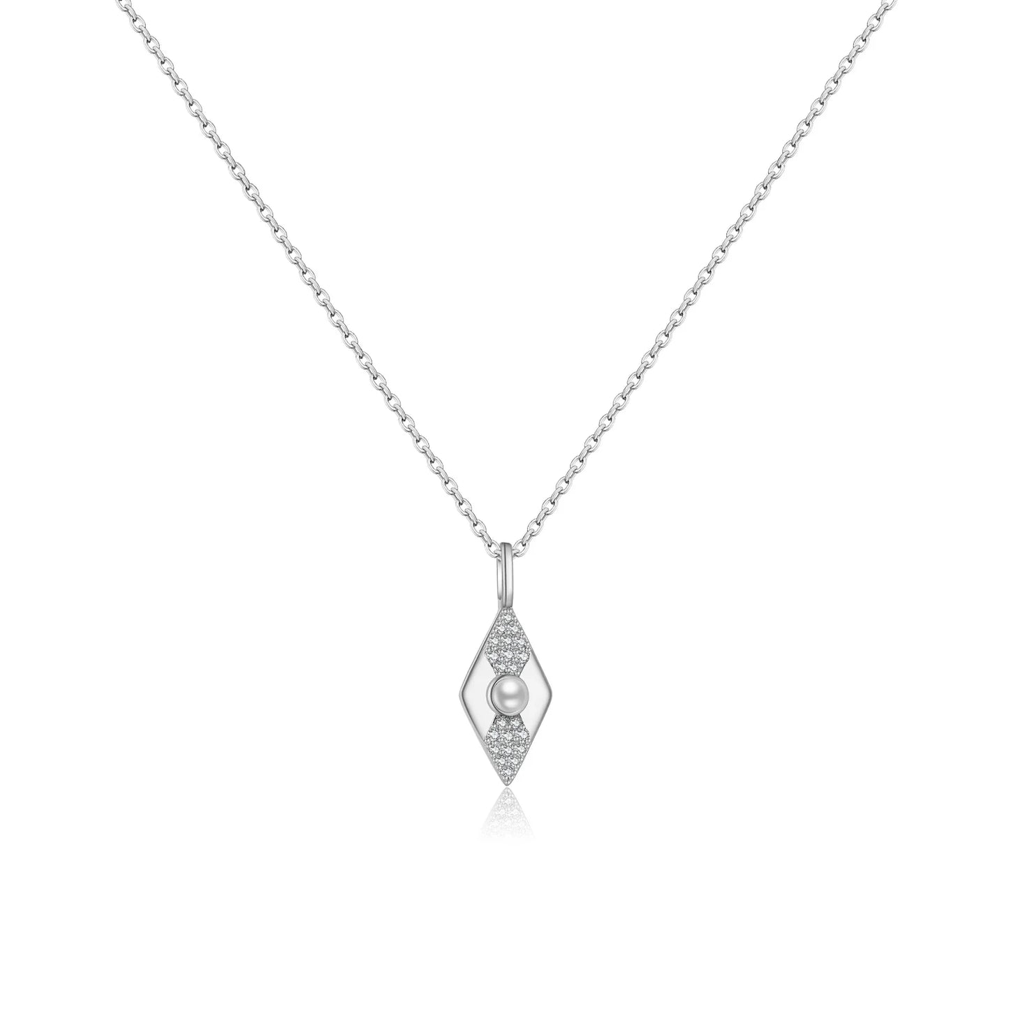 Rhombus Necklace with Freshwater Pearl