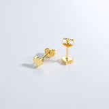 925 Sterling Silver Gold  Heart Stud Solid Love Heart Stud Earring Clips Piercing Pendiente Fine Jewelry Solvana