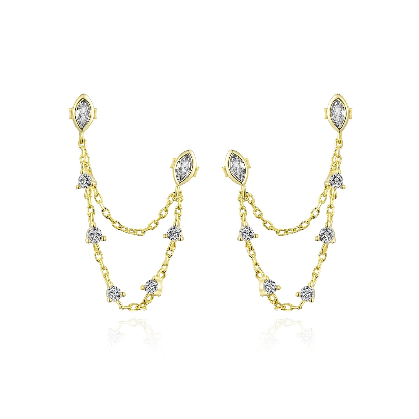 Golden Teardrop Chain Earrings