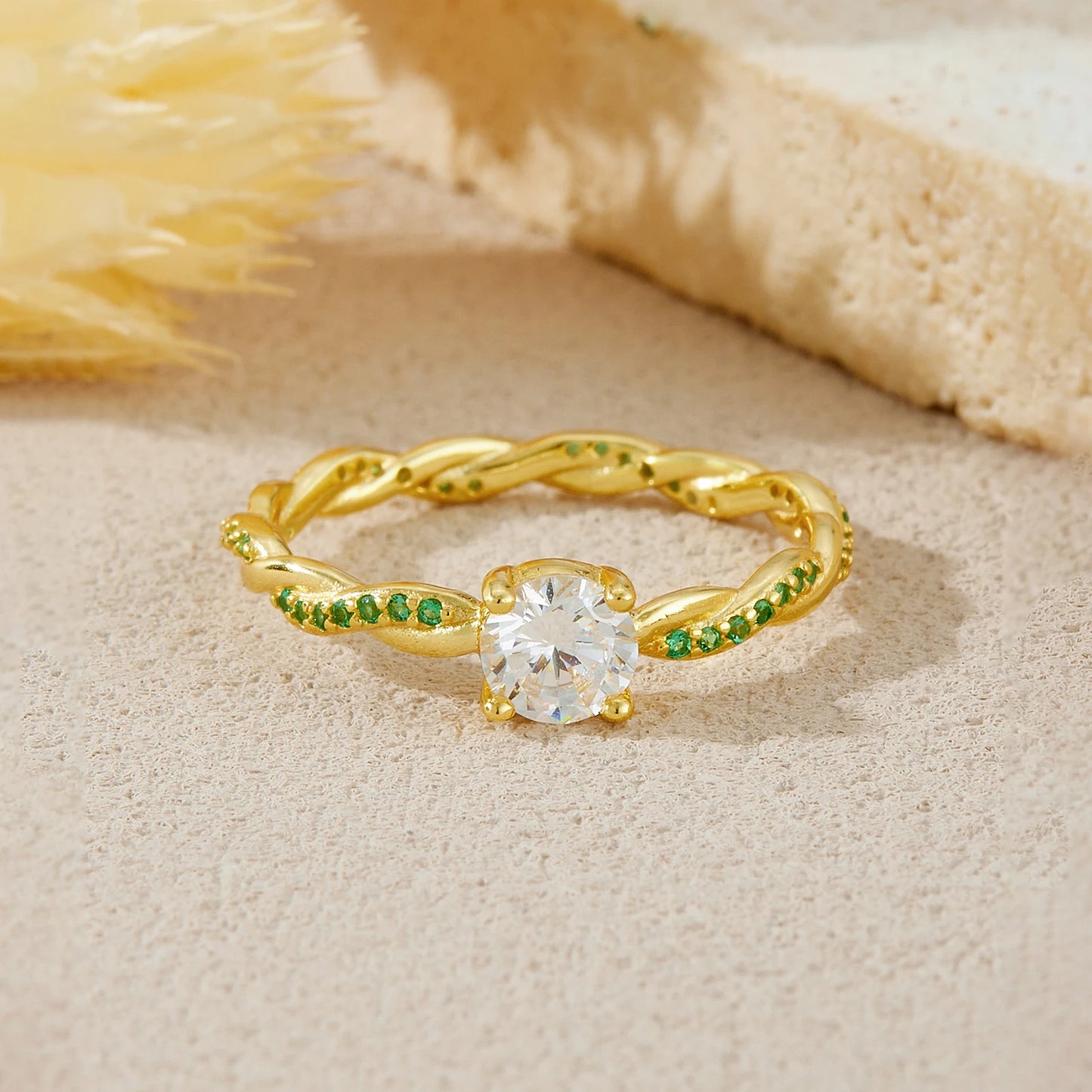 Emerald Twist Stack Ring