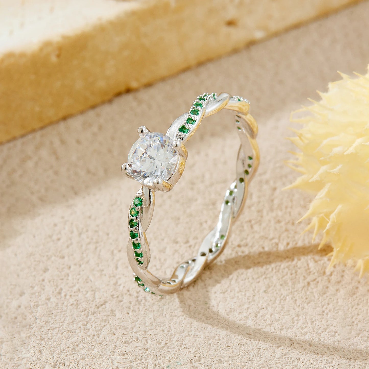 Emerald Twist Stack Ring