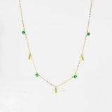 ANDYWEN Modern 925 Silver Green Zircon Necklace Geometric Luxury Minimalist Pendant, Suitable for Office & Evening Party Wear Solvana
