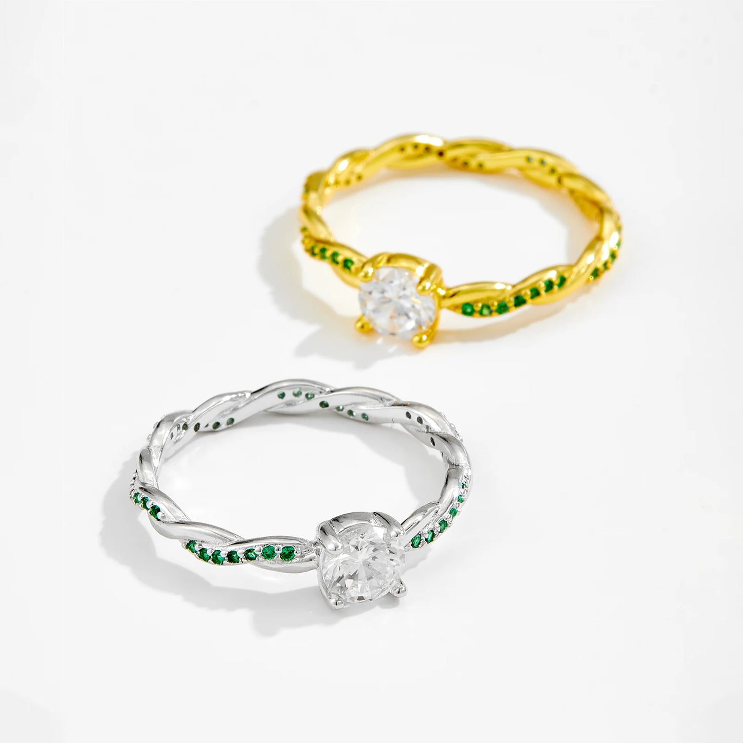 Emerald Twist Stack Ring