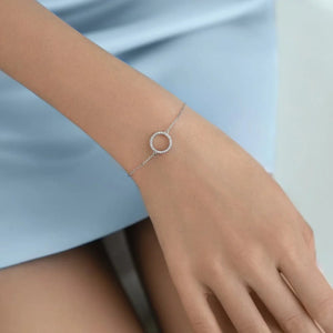 925 Sterling Silver 10mm Circle Pendant Charm Bracelet Chain For Women Luxury CZ Zircon Crystal Fine Jewelry Gift Solvana