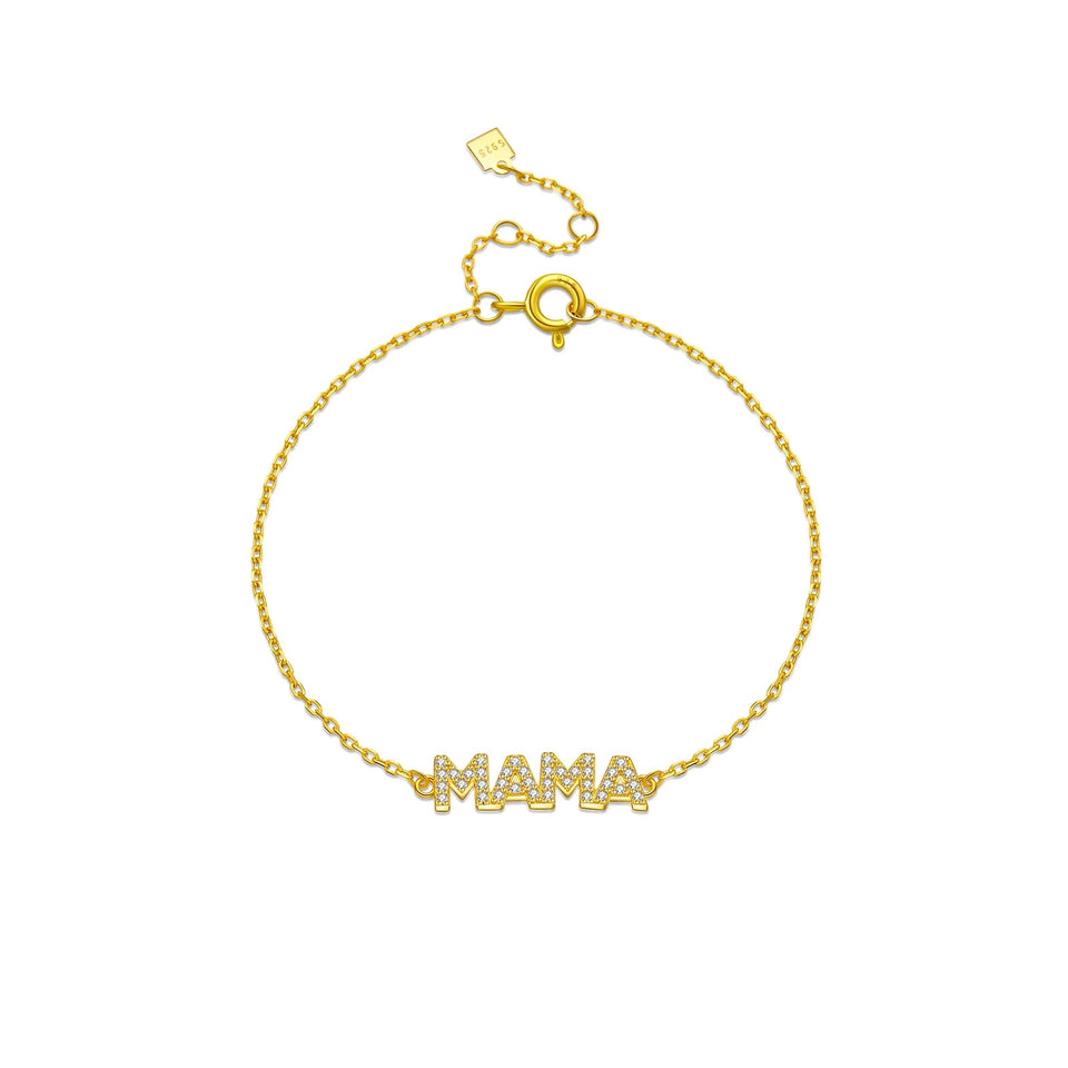925 Sterling Silver Zircon CZ Letter MAMA Chain Bracelet Women 2024 Fashion Luxury Fine Party Birthday Gift Jewelry Solvana