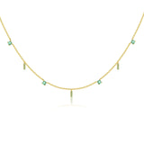 ANDYWEN Modern 925 Silver Green Zircon Necklace Geometric Luxury Minimalist Pendant, Suitable for Office & Evening Party Wear Solvana