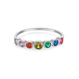 925 Sterling Silver Rainbow Colorful 7 Zircons Rings Women Circle Rock Punk European Jewelry in 2020 Fine Jewelry Solvana