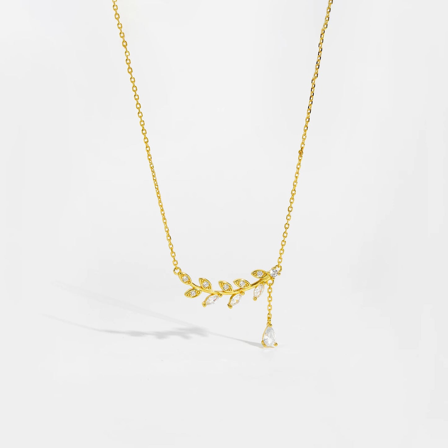 Crystal Leaffall Pendant Necklace