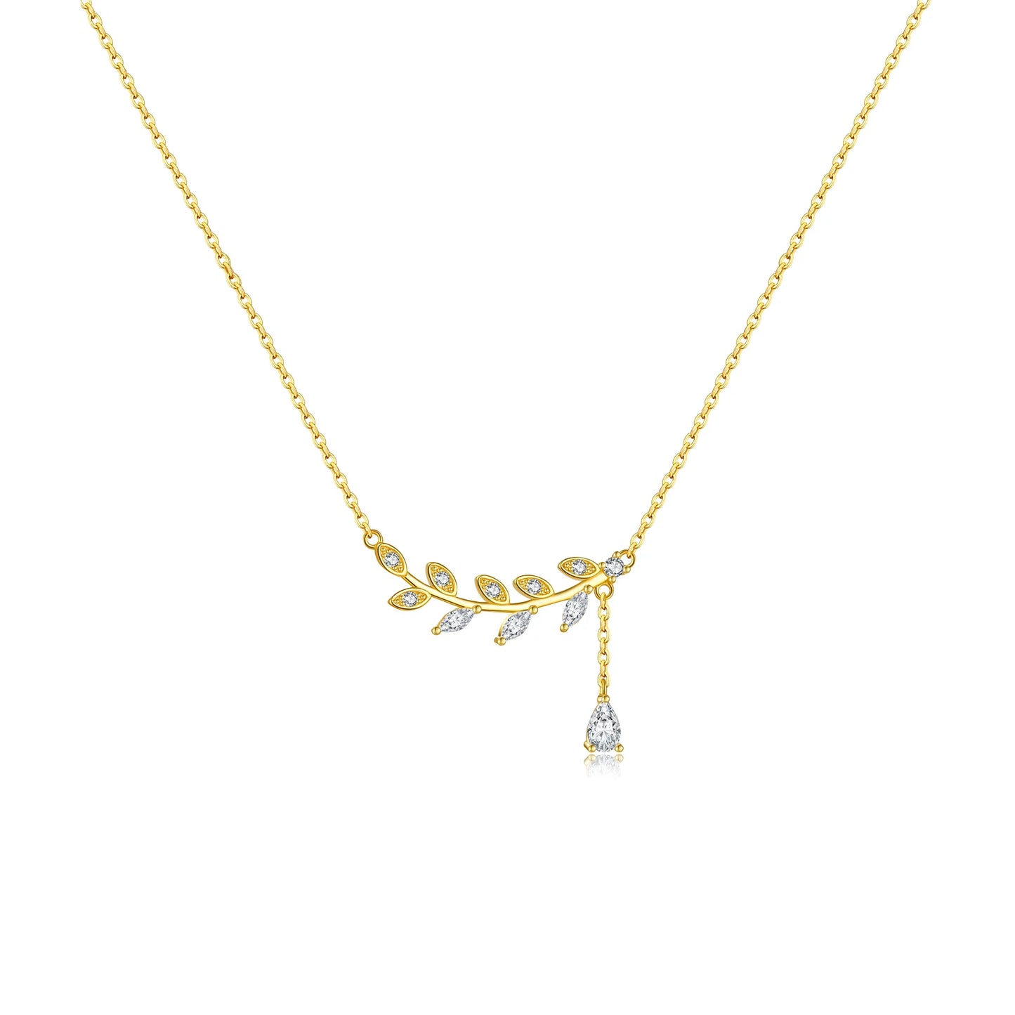 Crystal Leaffall Pendant Necklace